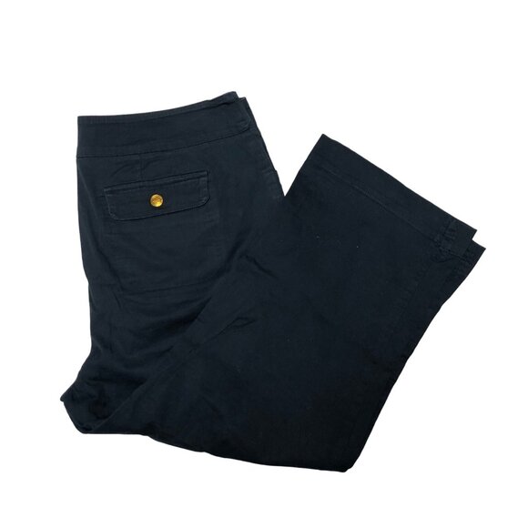 Erin London Crop Pants Womens Size 8 Navy Blue Cotton Blend Stretch Capri - Picture 1 of 7